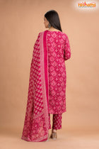 PINK PRINT COTTON KURTI Three Piece