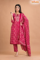 PINK PRINT COTTON KURTI Three Piece