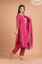 PINK PRINT COTTON KURTI Three Piece