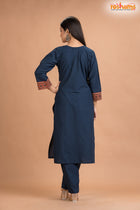 DEEP BLUE COTTON KURTI Two Piece