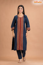 DEEP BLUE COTTON KURTI Two Piece