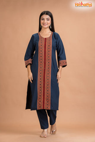 DEEP BLUE COTTON KURTI Two Piece