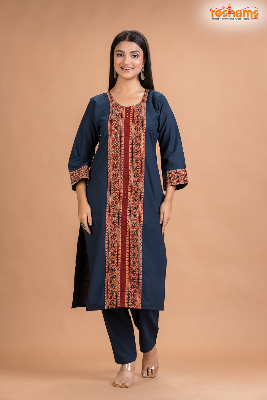 DEEP BLUE COTTON KURTI Two Piece