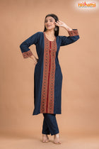 DEEP BLUE COTTON KURTI Two Piece