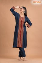 DEEP BLUE COTTON KURTI Two Piece