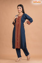 DEEP BLUE COTTON KURTI Two Piece