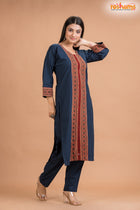 DEEP BLUE COTTON KURTI Two Piece