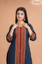 DEEP BLUE COTTON KURTI Two Piece