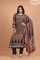 BLACK MULTICOLOR SHIMMER SILK KURTI Three Piece