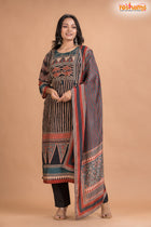BLACK MULTICOLOR SHIMMER SILK KURTI Three Piece