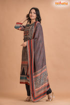 BLACK MULTICOLOR SHIMMER SILK KURTI Three Piece