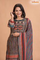 BLACK MULTICOLOR SHIMMER SILK KURTI Three Piece