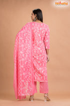 LIGHT PINK FLORAL COTTON KURTI Three Piece