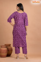 PURPLE PRINT COTTON KURTI Two Piece