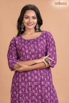 PURPLE PRINT COTTON KURTI Two Piece