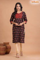 BLACK RED BOUTIQUE COTTON KURTI