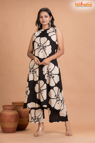 BLACK FLORAL COORD SET Two Piece