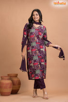PURPLE MULTICOLOR SHIMMER SILK  KURTI Three Piece
