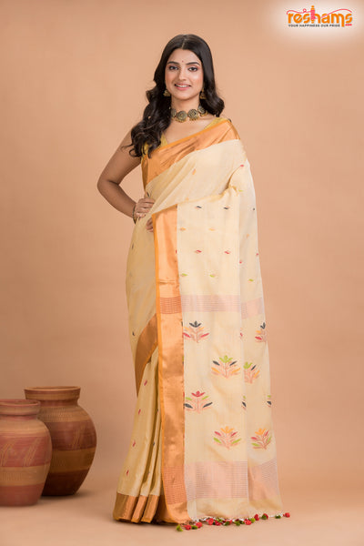 ASSAM COTTON OFF WHITE saree