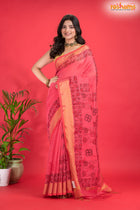 LINEN Handpaint Pink Red