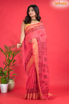 LINEN Handpaint Pink Red