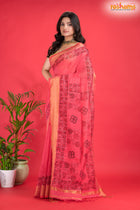 LINEN Handpaint Pink Red