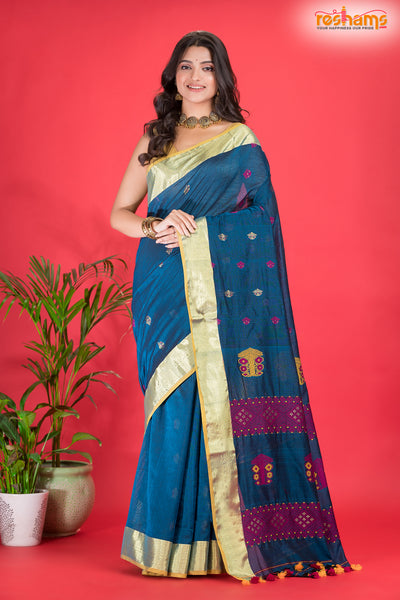 ASSAM COTTON BLUE saree