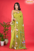 LINEN Handpaint Yellow Green