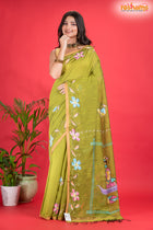 LINEN Handpaint Yellow Green