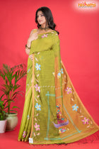 LINEN Handpaint Yellow Green