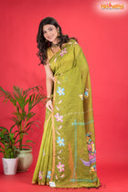 LINEN Handpaint Yellow Green