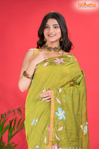LINEN Handpaint Yellow Green