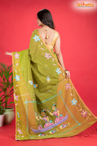 LINEN Handpaint Yellow Green