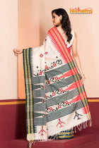 Vidarbha Pure Tussar White with Gujrathi Stitch