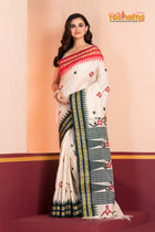 Vidarbha Pure Tussar White with Gujrathi Stitch