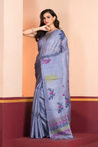 Pure Tussar Silk Jamdani Grey
