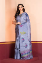 Pure Tussar Silk Jamdani Grey
