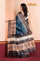 PURE PRINTED TUSSAR SILK BLUE