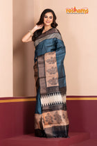 PURE PRINTED TUSSAR SILK BLUE
