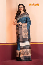 PURE PRINTED TUSSAR SILK BLUE