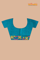 Vidarbha Pure Tussar Blue With Gujrathi Stitch