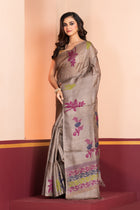 Pure Tussar Silk Jamdani Biscuit Brown