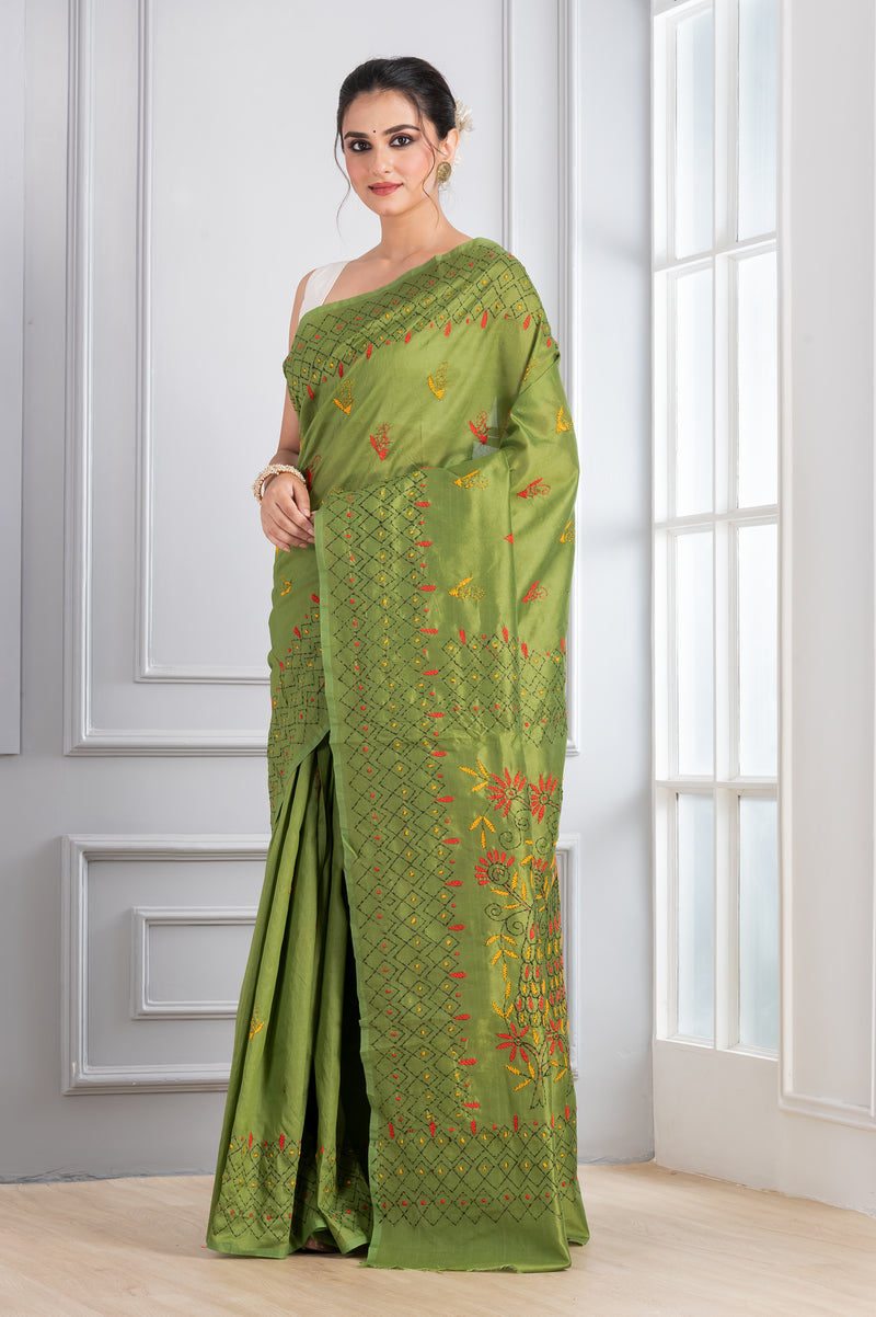 Hand Embroidery Stitche Green