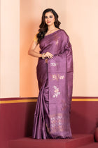 Pure Tussar Silk Jamdani Purple