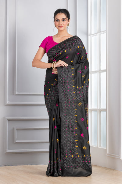 Hand Embroidery Stitch Black saree festive discount