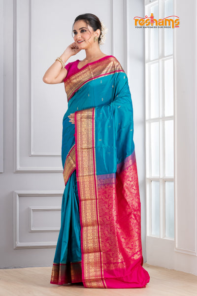 Kanjivaram Pure Silk Sky Pink  festive saree