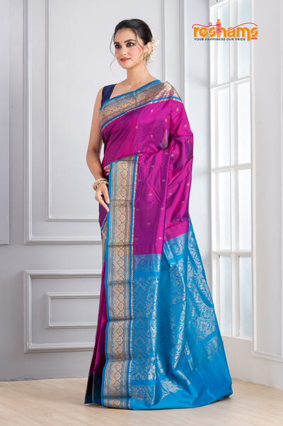 Kanjivaram Pure Silk Sky Purple  festive saree