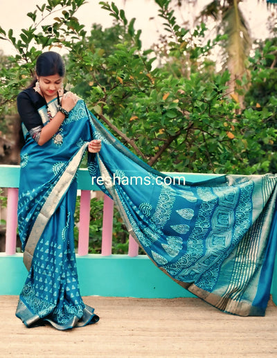 Liva Silk Saree – Blue saree discount