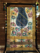 Hand Embroidered Kantha Stitch Mixed Saree – Woven in Pure Tussar Silk