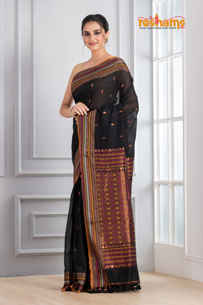 ASSAM COTTON BLACK saree